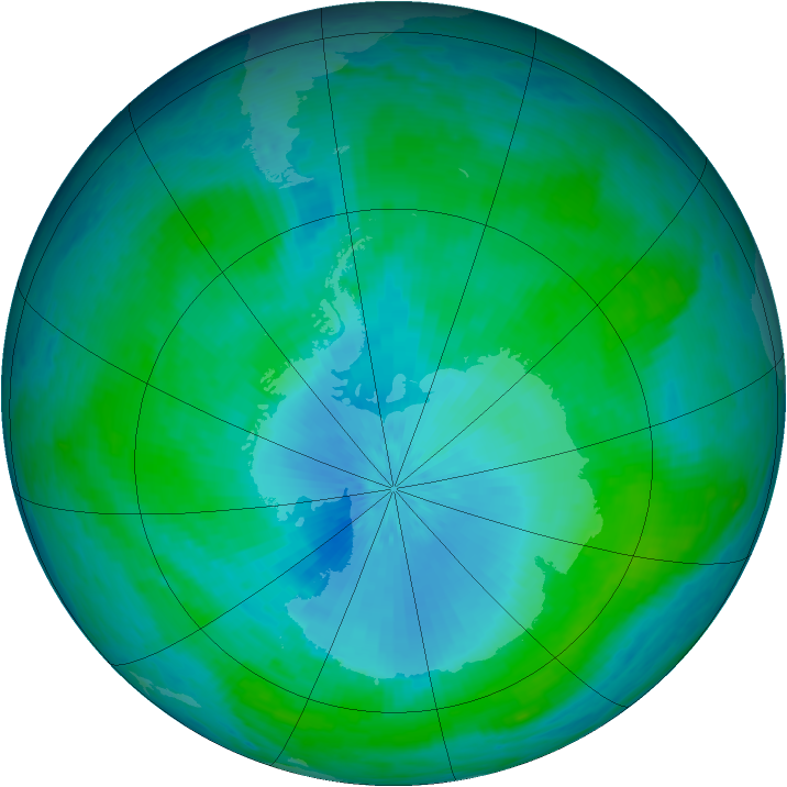 Antarctic ozone map for 10 February 2003